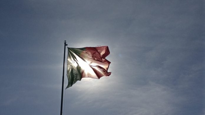 Portuguese flag over Castelo de Silves