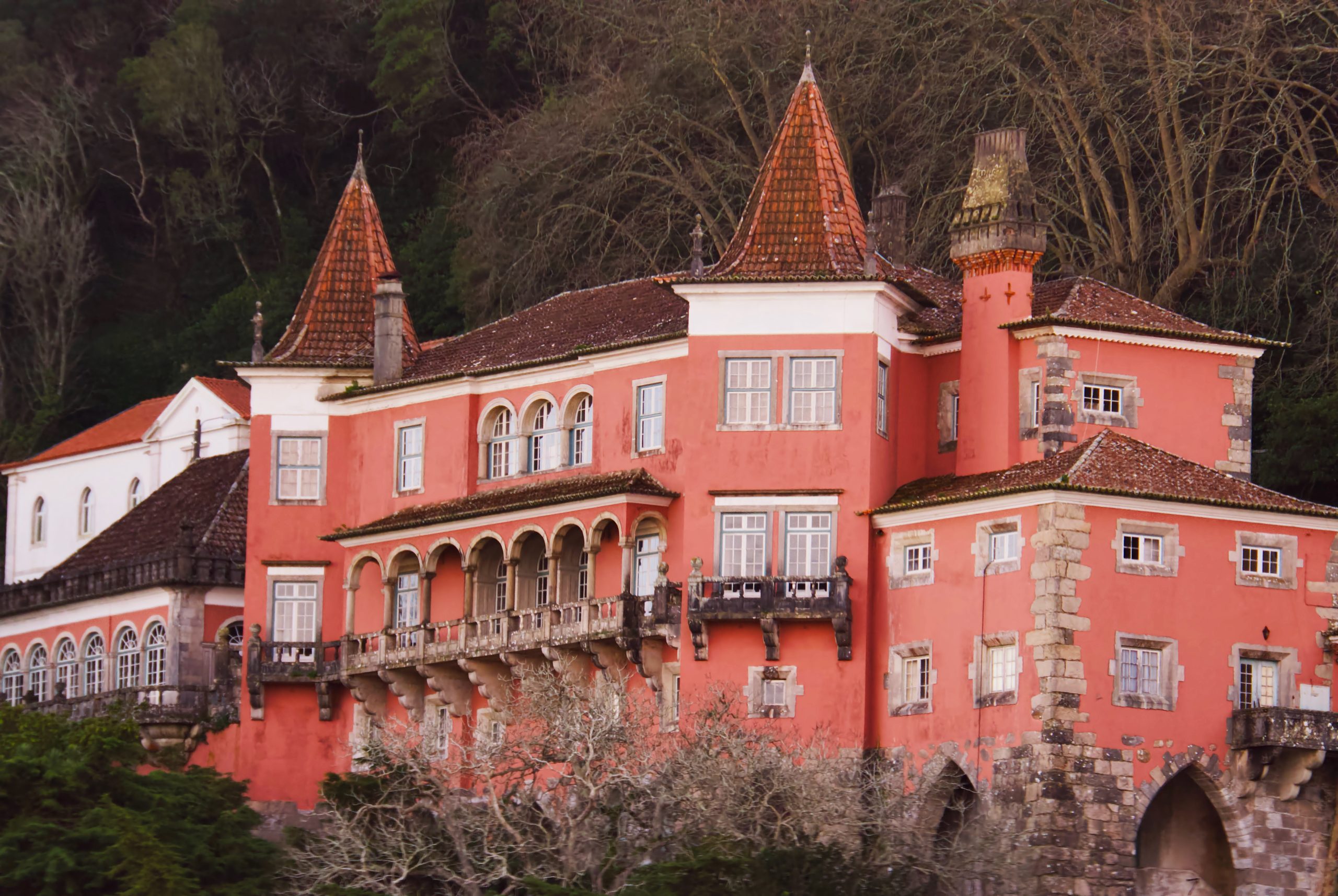 Modern Portugal elopement at colorful Pena Palace