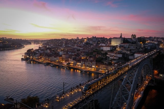 Porto bridge at sunset